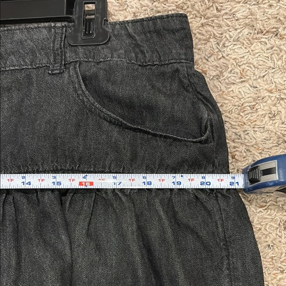 Black Denim Tiered Button-Front Women's Skirt - Picture 4 of 5